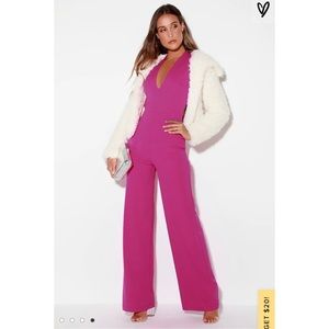 Lulu’s Thinking Out Loud Magenta Backless Jumpsuit
